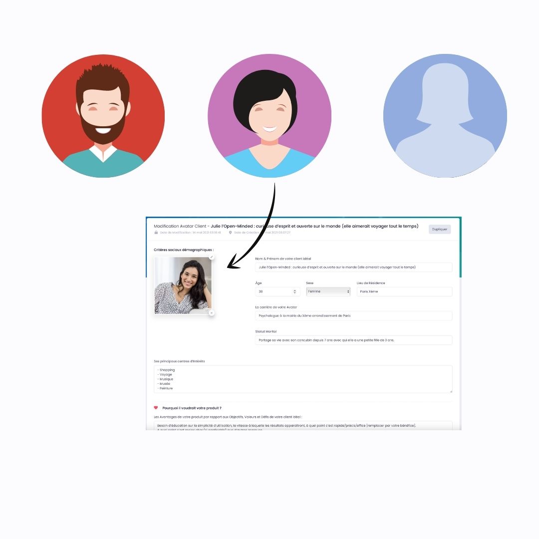 Créer votre avatar client